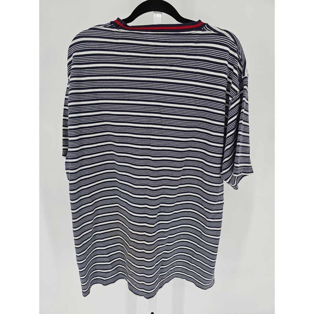 Vtg Y2K Chaps Mens Sz XXL Short Sleeve Thick Knit T Shirt Striped 100% Cotton - Picture 4 of 4